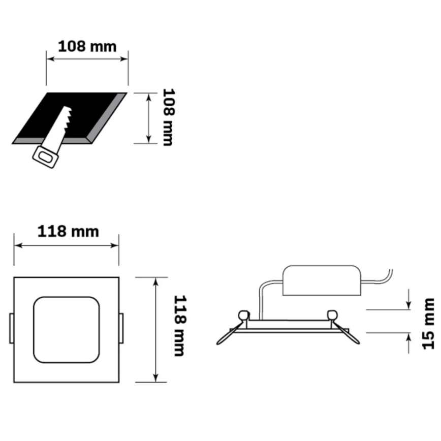 LED Podhľadové svietidlo RIGEL LED/4,8W/230V 4000K 11,8x11,8 cm čierna
