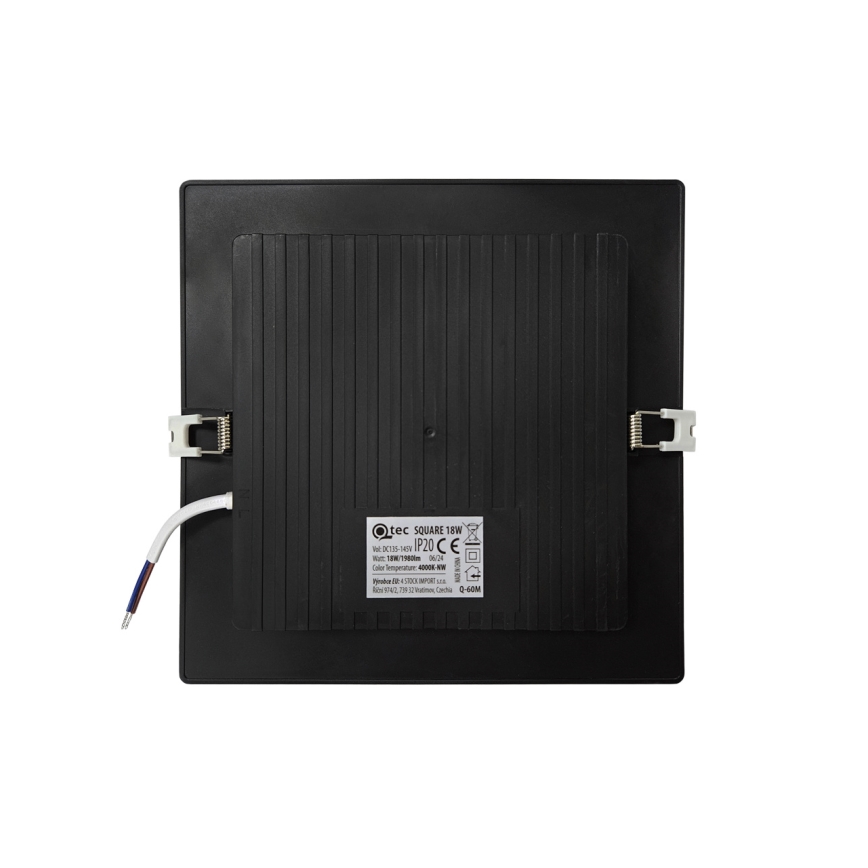 LED Podhľadové svietidlo SQUARE LED/18W/230V 4000K 22x22 cm čierna