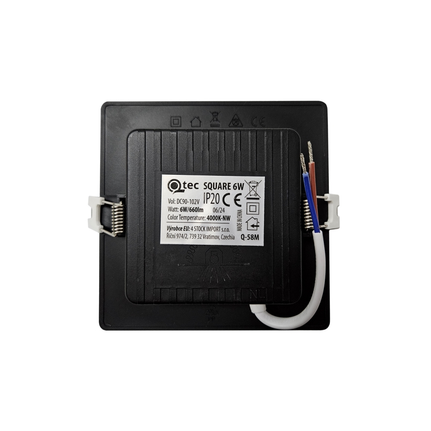LED Podhľadové svietidlo SQUARE LED/6W/230V 4000K 12x12 cm čierna