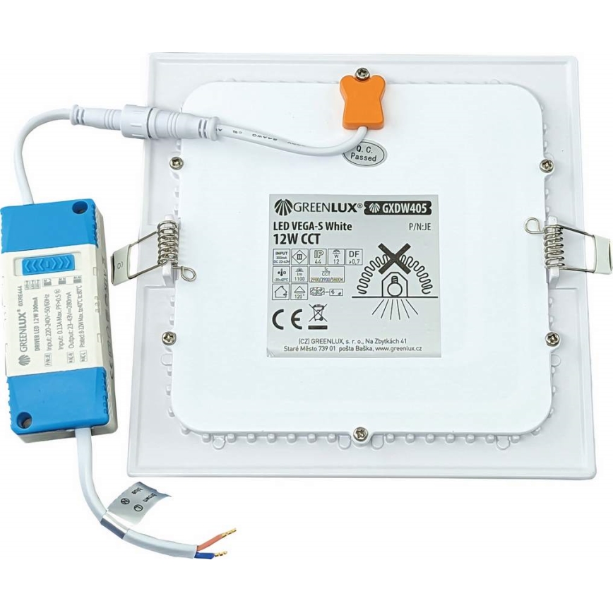 LED Podhľadové svietidlo VEGA LED/12W/230V 2900/3900/5800K 17,5x17,5 cm biela