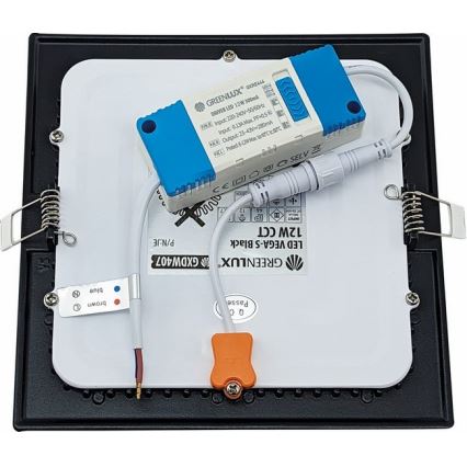 LED Podhľadové svietidlo VEGA LED/12W/230V 2900/3900/5800K 17,5x17,5 cm čierna