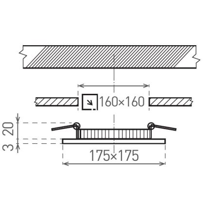 LED Podhľadové svietidlo VEGA LED/12W/230V 2900/3900/5800K 17,5x17,5 cm čierna