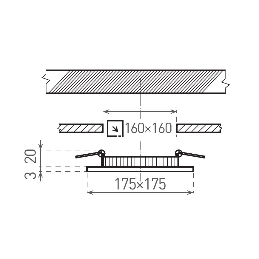 LED Podhľadové svietidlo VEGA LED/12W/230V 2900/3900/5800K 17,5x17,5 cm čierna