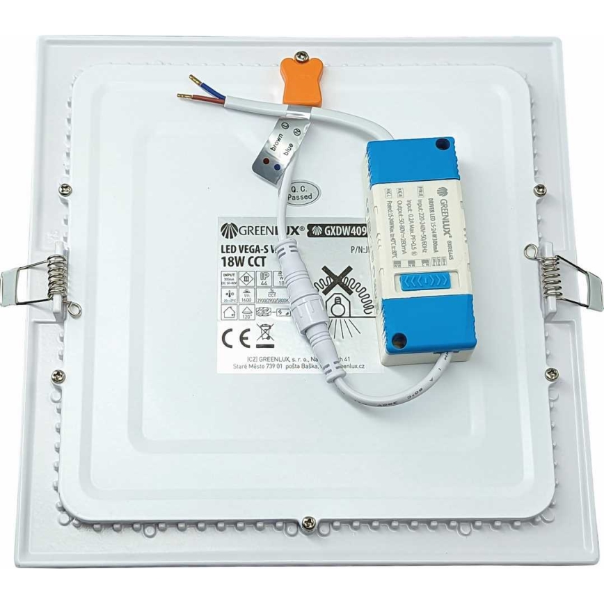 LED Podhľadové svietidlo VEGA LED/18W/230V 2900/3900/5800K 22,5x22,5 cm biela