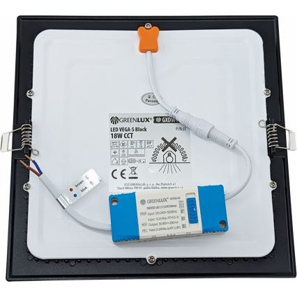 LED Podhľadové svietidlo VEGA LED/18W/230V 2900/3900/5800K 22,5x22,5 cm čierna