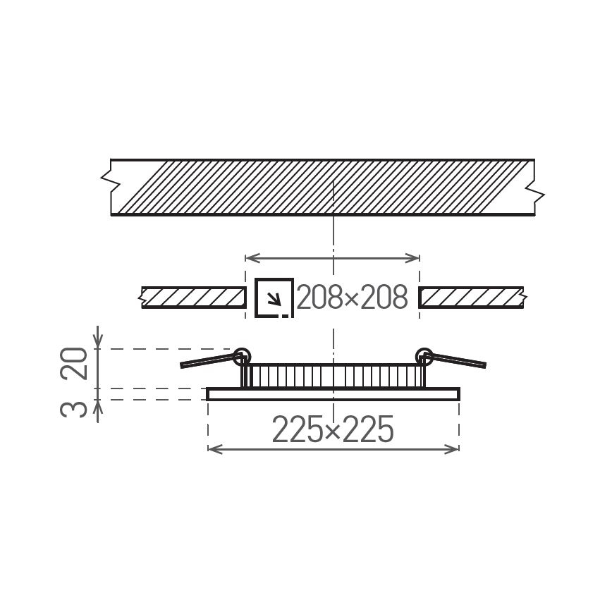 LED Podhľadové svietidlo VEGA LED/18W/230V 2900/3900/5800K 22,5x22,5 cm čierna