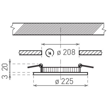 LED Podhľadové svietidlo VEGA LED/18W/230V 2900/3900/5800K pr. 22,5 cm čierna