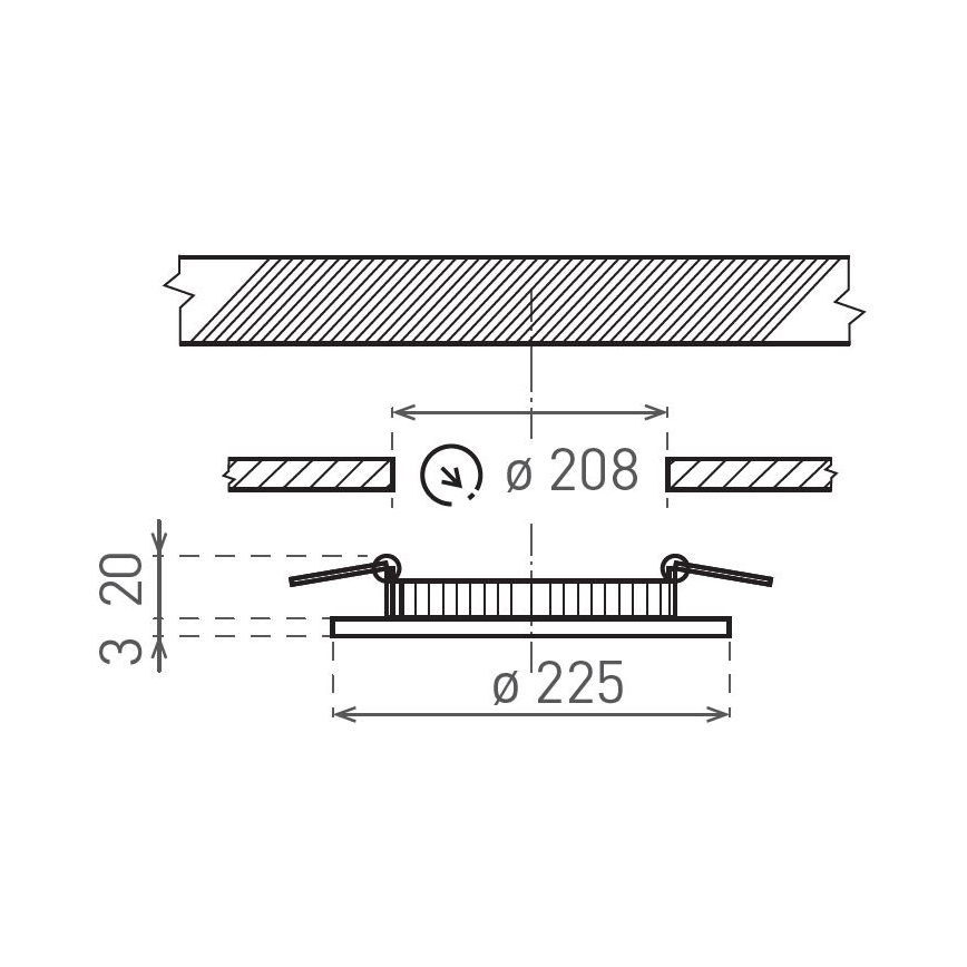 LED Podhľadové svietidlo VEGA LED/18W/230V 2900/3900/5800K pr. 22,5 cm čierna
