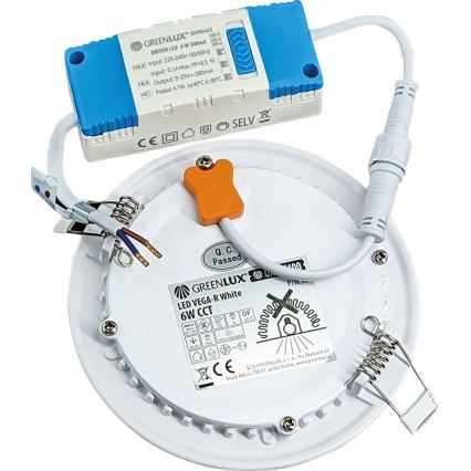 LED Podhľadové svietidlo VEGA LED/6W/230V 2900/3900/5800K pr. 12,5 cm biela