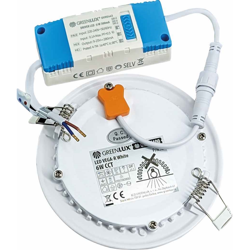 LED Podhľadové svietidlo VEGA LED/6W/230V 2900/3900/5800K pr. 12,5 cm biela
