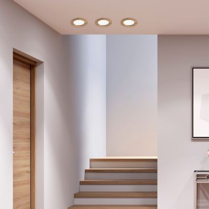 LED Podhľadové svietidlo WOODY SPOT LED/12,5W/230V 4000K orech ø 16 cm