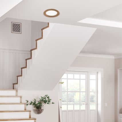 LED Podhľadové svietidlo WOODY SPOT LED/16,5W/230V 4000K orech ø 18,5 cm