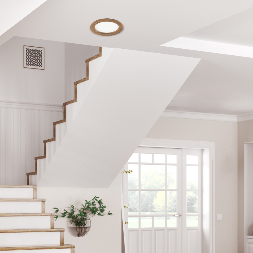 LED Podhľadové svietidlo WOODY SPOT LED/16,5W/230V 4000K orech ø 18,5 cm