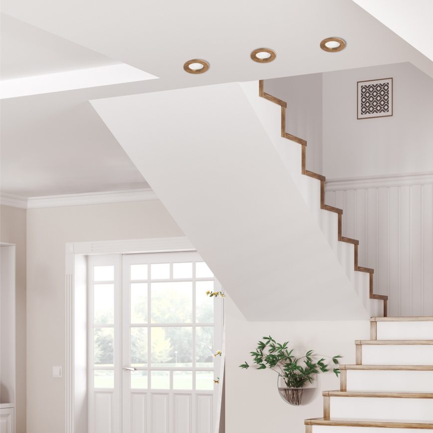 LED Zapustené stropné svietidlo WOODY SPOT LED/5,5W/230V 4000K orech ? 10 cm