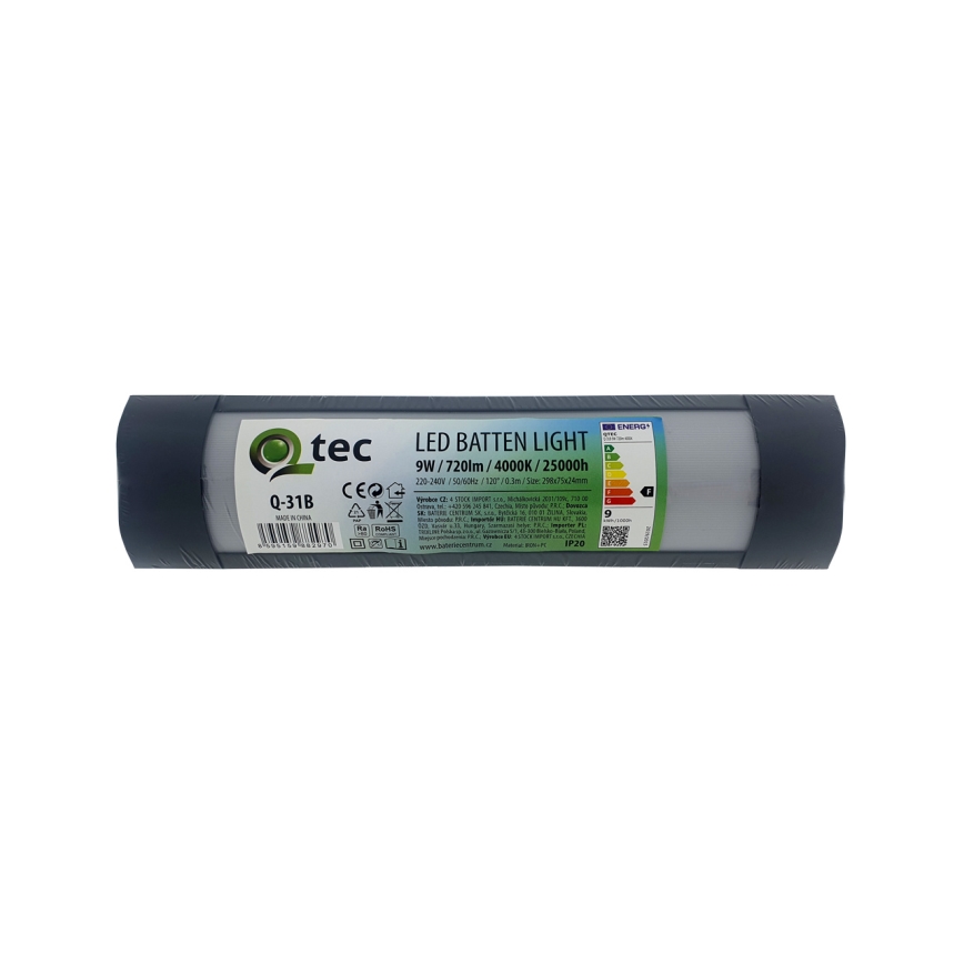 LED Podlinkové svietidlo QTEC LED/9W/230V 30 cm čierna