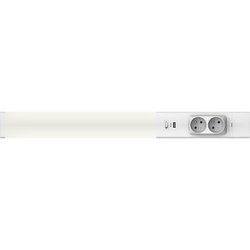 LED Podlinkové svietidlo so zásuvkami a USB porty LED/18W/230V 4000K strieborná