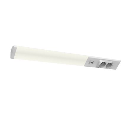 LED Podlinkové svietidlo so zásuvkami a USB porty LED/18W/230V 4000K strieborná