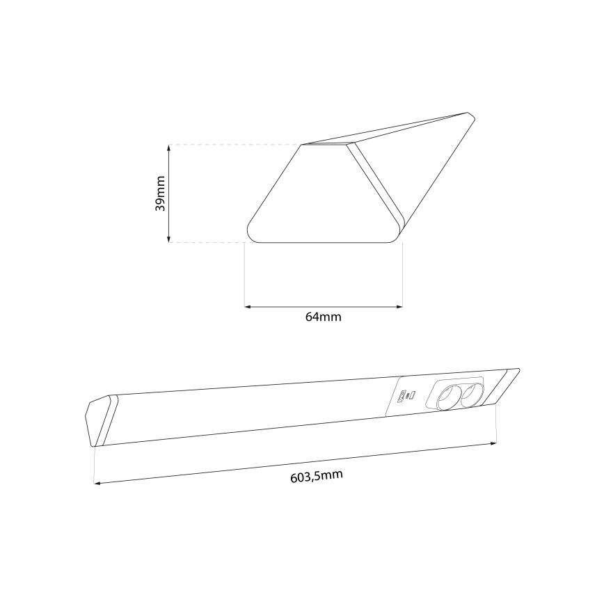 LED Podlinkové svietidlo so zásuvkami a USB porty LED/18W/230V 4000K strieborná