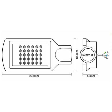 LED Pouličná lampa LED/30W/170-400V IP65