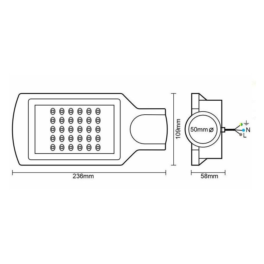 LED Pouličná lampa LED/30W/170-400V IP65