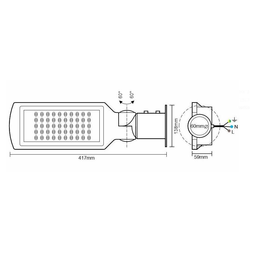 LED Pouličná lampa LED/50W/170-400V IP65