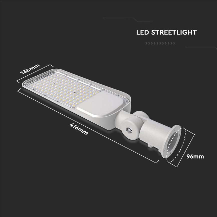 LED Pouličná lampa SAMSUNG CHIP LED/30W/230V 6500K IP65 šedá