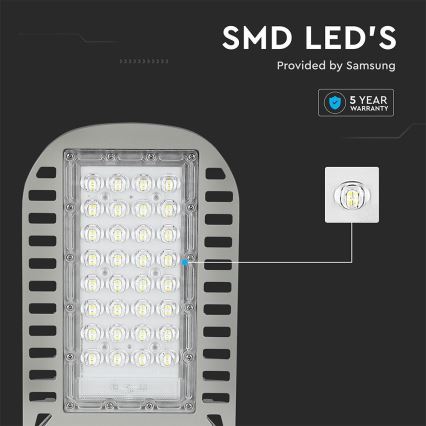 LED Pouličná lampa SAMSUNG CHIP LED/50W/230V 6500K šedá