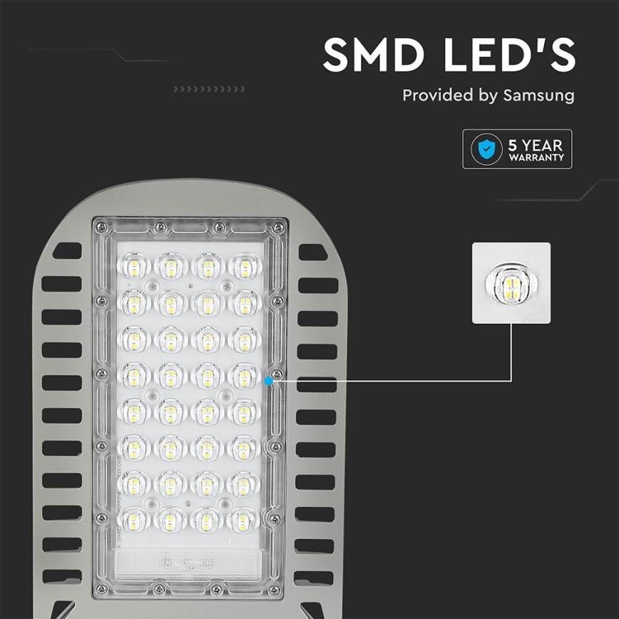 LED Pouličná lampa SAMSUNG CHIP LED/50W/230V 6500K šedá