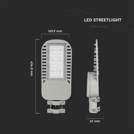 LED Pouličná lampa SAMSUNG CHIP LED/50W/230V 6500K šedá