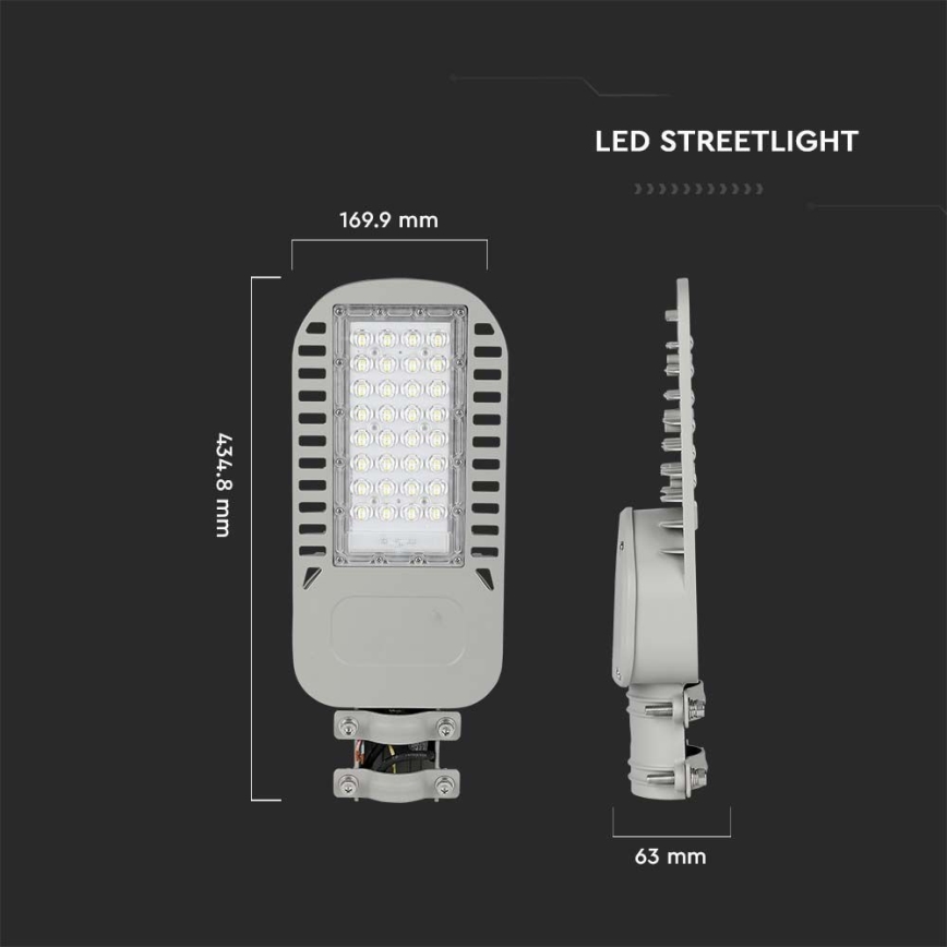 LED Pouličná lampa SAMSUNG CHIP LED/50W/230V 6500K šedá