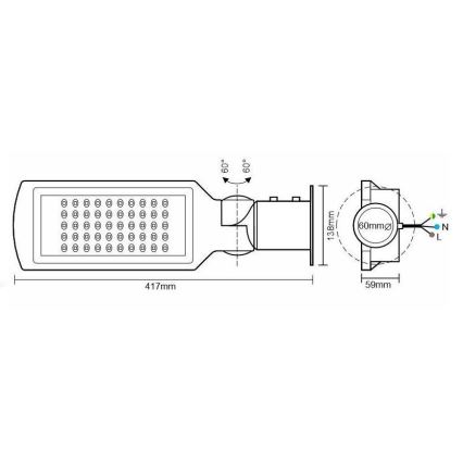 LED Pouličná lampa so senzorom LED/50W/170-400V IP65