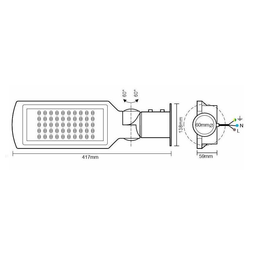 LED Pouličná lampa so senzorom LED/50W/170-400V IP65
