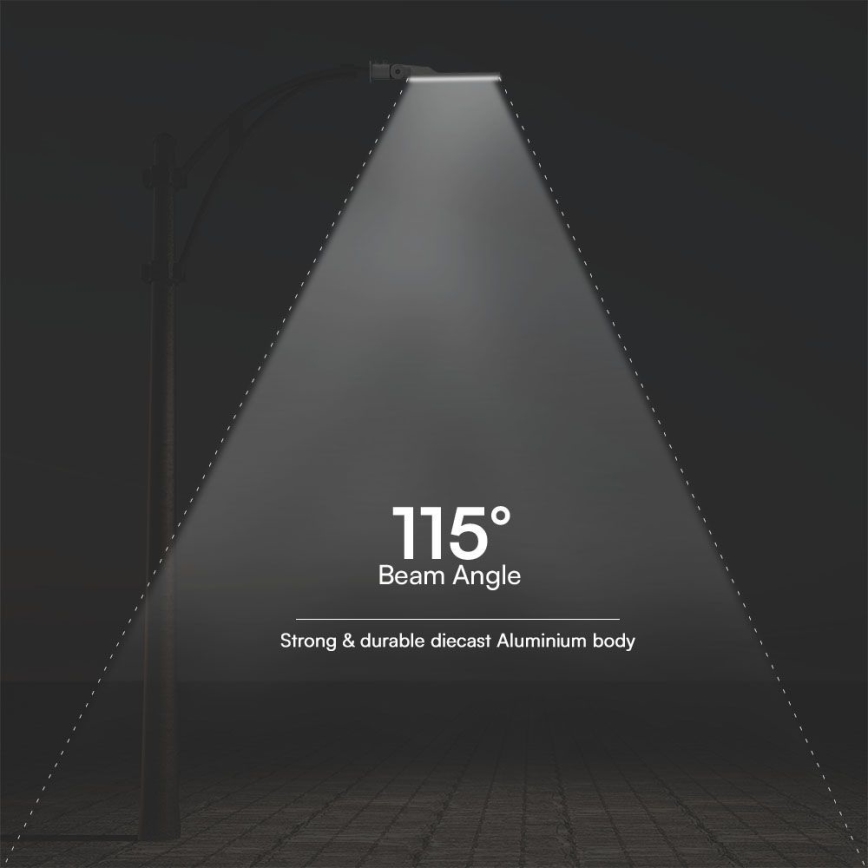 LED Pouličná lampa so senzorom súmraku SAMSUNG CHIP LED/100W/230V 4000K IP65 šedá
