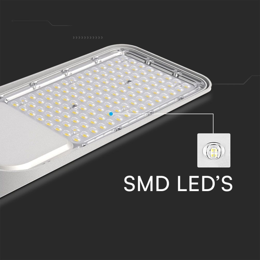 LED Pouličná lampa so senzorom súmraku SAMSUNG CHIP LED/100W/230V 4000K IP65 šedá