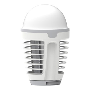 LED Prenosná nabíhacia lampa s lapačom hmyzu LED/5W/1800 mAh IPX4 biela/šedá