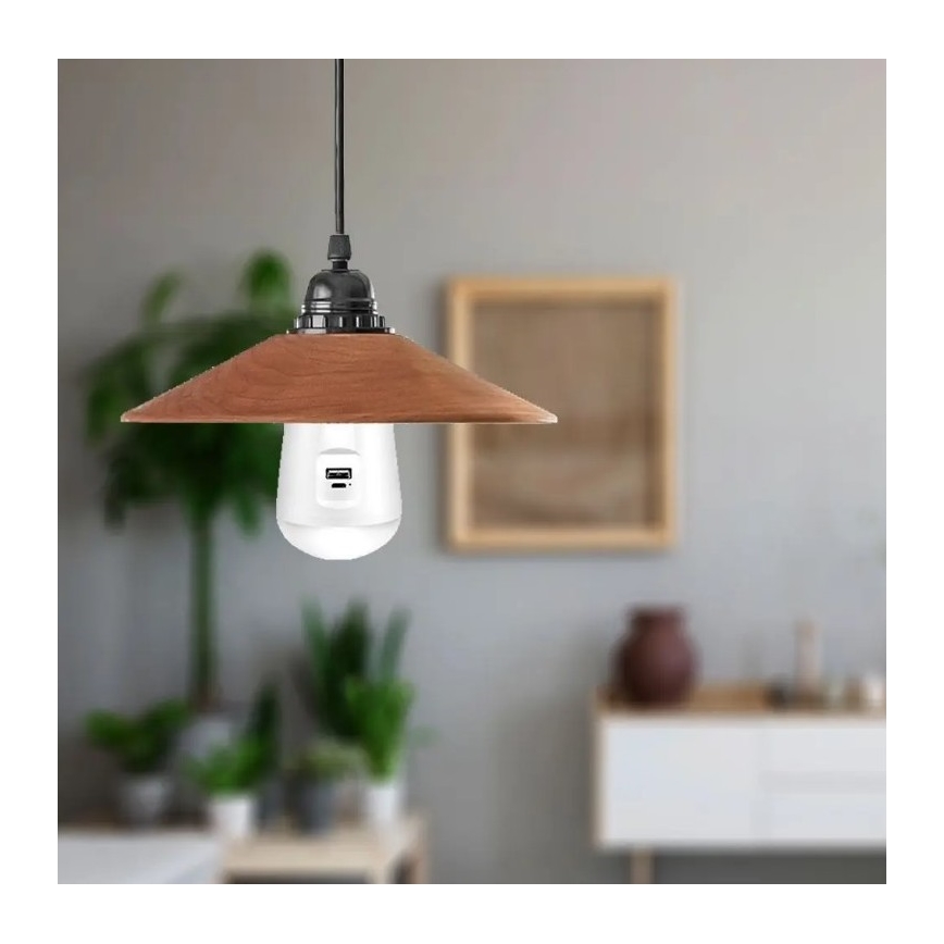 LED Prenosná solárna žiarovka 3v1 LED/7W/230V 3000K/4000K/6400K + USB nabíjanie