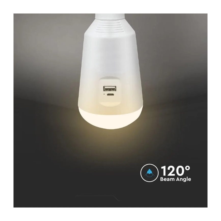 LED Prenosná solárna žiarovka 3v1 LED/7W/230V 3000K/4000K/6400K + USB nabíjanie