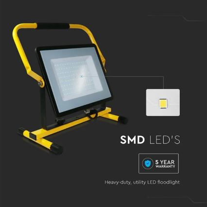 LED Prenosný reflektor SAMSUNG CHIP LED/100W/230V IP65 6500K čierna/žltá
