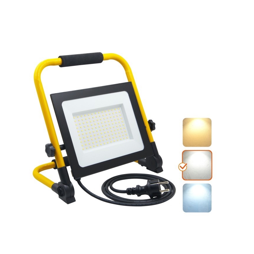 LED Prenosný reflektor TIGRA LED/100W/4000K IP54 čierna/žltá