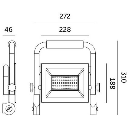 LED Prenosný reflektor TIGRA LED/100W/4000K IP54 čierna/žltá