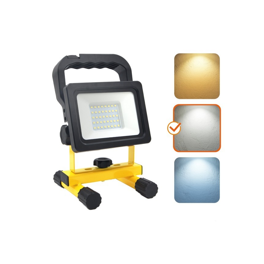 LED stmievateľný prenosný reflektor TIGRA LED/20W/3,7V 4000K IP54 4400 mAh čierna/žltá