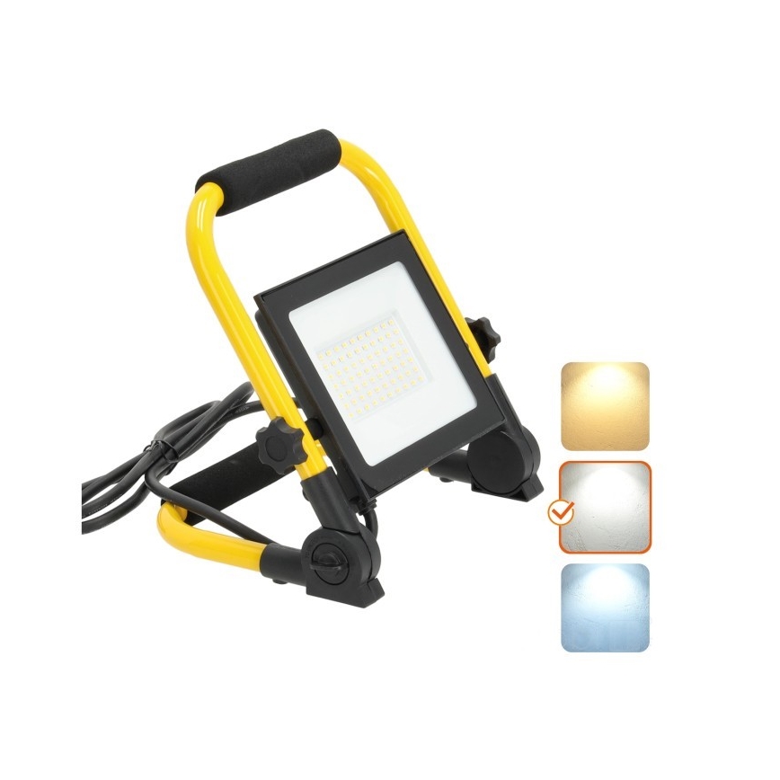 LED Prenosný reflektor TIGRA LED/50W/4000K IP54 čierna/žltá