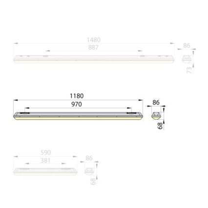 LED Priemyselné žiarivkové svietidlo MARENA LINX 120 LED/36W/230V IP65