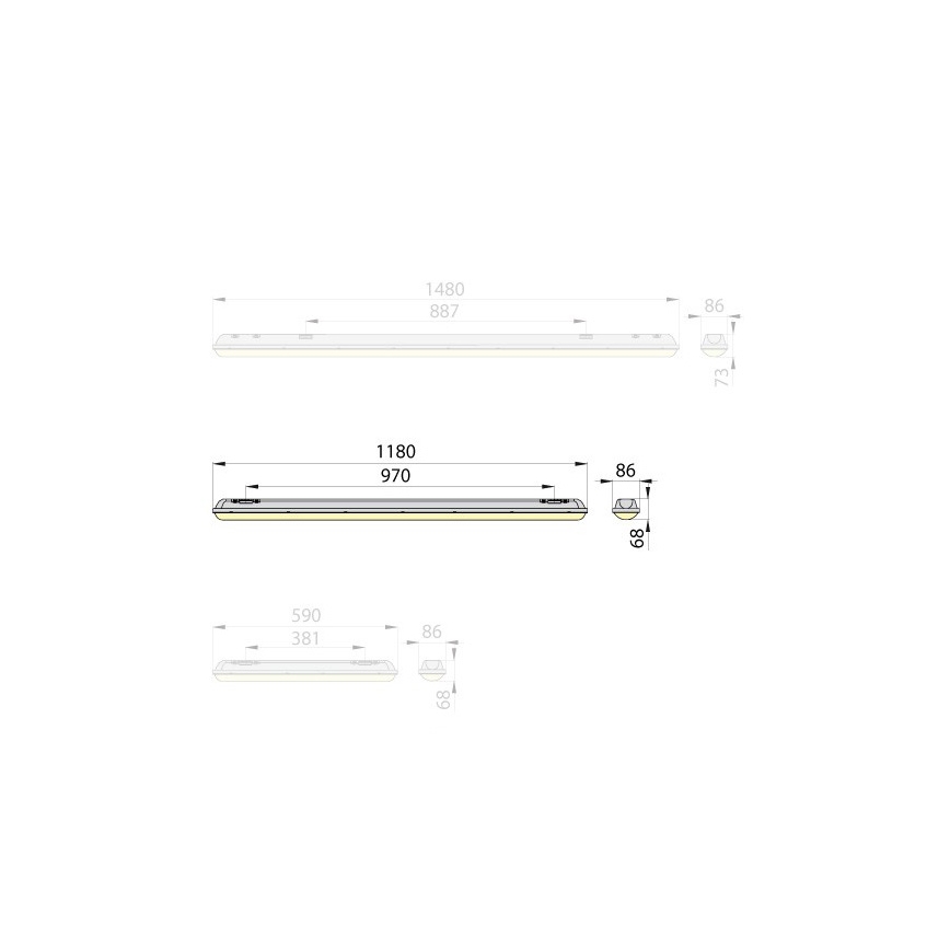 Brilum OP-ML1236-40 - LED žiarivkové svietidlo MARENA LINX 120 LED/36W/230V IP65