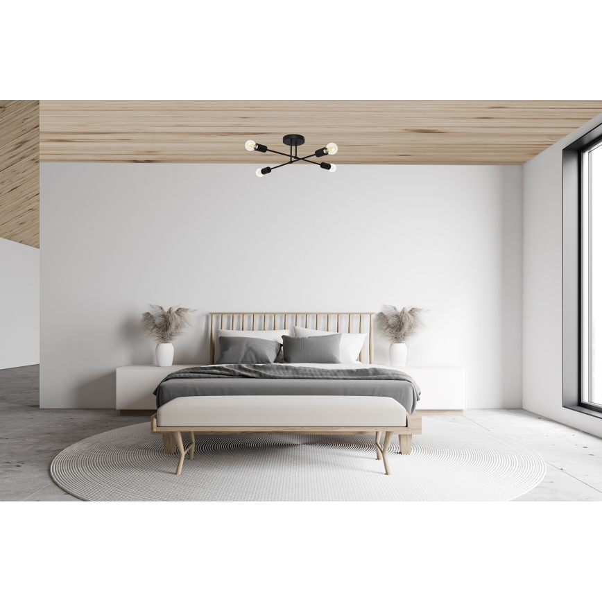 LED Prisadený luster CAMBRIDGE 4xE27/8W/230V čierna