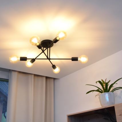 LED Prisadený luster CAMBRIDGE 6xE27/8W/230V čierna