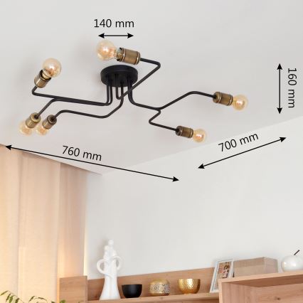 LED Prisadený luster TUBE 6xE27/15W/230V