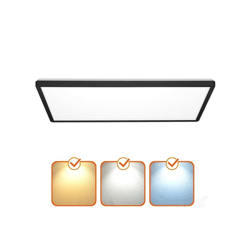 LED Prisadený panel NIVERA LED/32W/230V IP54 3000/4000/6000K 29,5x59,5 cm čierna