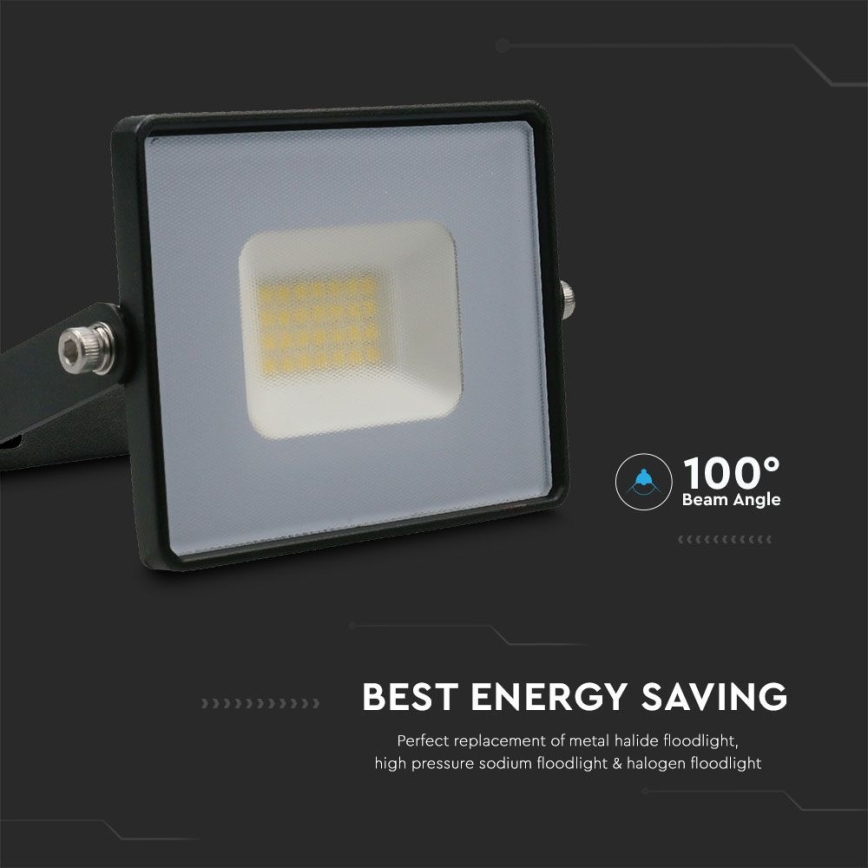 LED Reflektor LED/20W/230V 6500K IP65 čierna