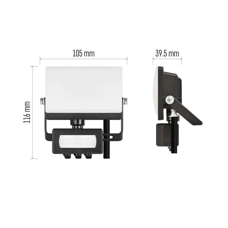 LED reflektor s pohybovým a súmrakovým senzorom TAMBO EVO LED/10W/230V 4000K IP44 čierny